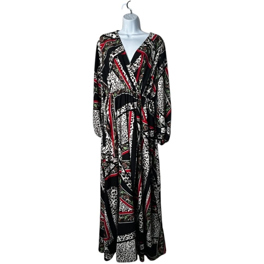 Love In Bohemian Long, Flowy Maxi Dress Black, Red & Multi Color | Sz M* | Artsy
